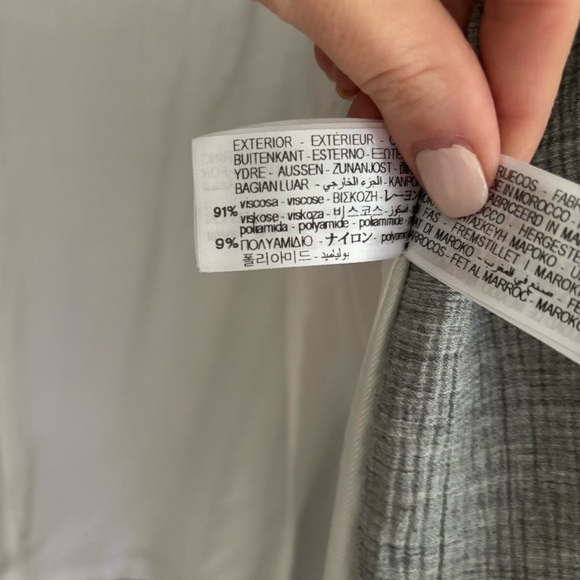 Zara Long Open Blazer Lapel Collar Padded Shoulders Grey Size M - Picture 7 of 8